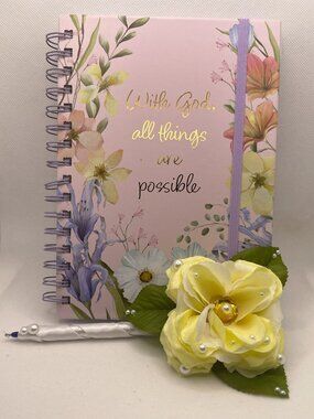 Multi-Floral Journal (J&P7) by Votum & Hand Beaded Peony Rose Writing Pen (Y1)